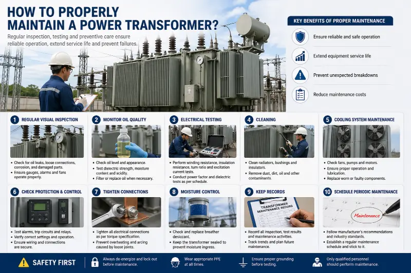 Como fazer a manutenção adequada de um transformador de potência?