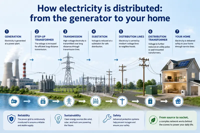 Como a eletricidade é distribuída: do gerador para sua casa?