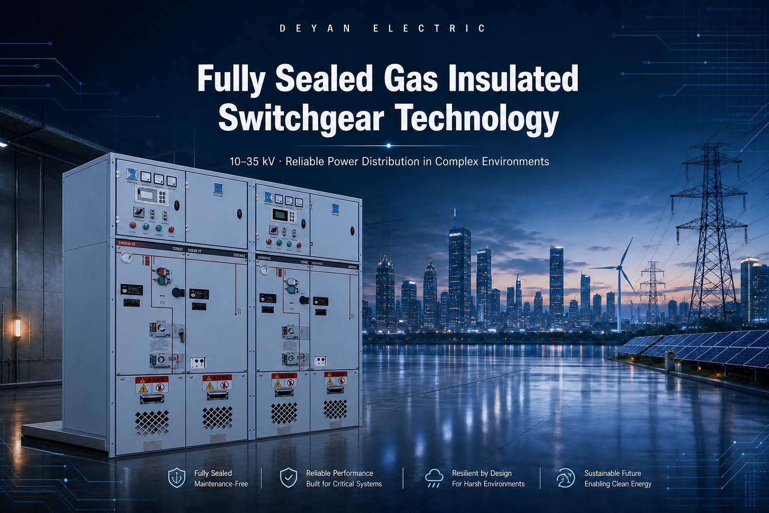 Tecnologia de painel isolado a gás totalmente selado, capacitando distribuição de energia confiável em ambientes complexos